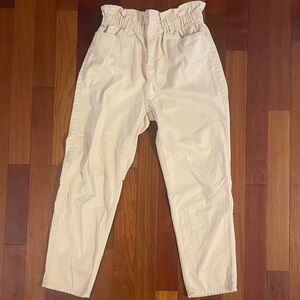 ⭐️ 3/$20 River Island Khaki Tan Paperbag Jeans Elastic Waist High Rise 10R (US)